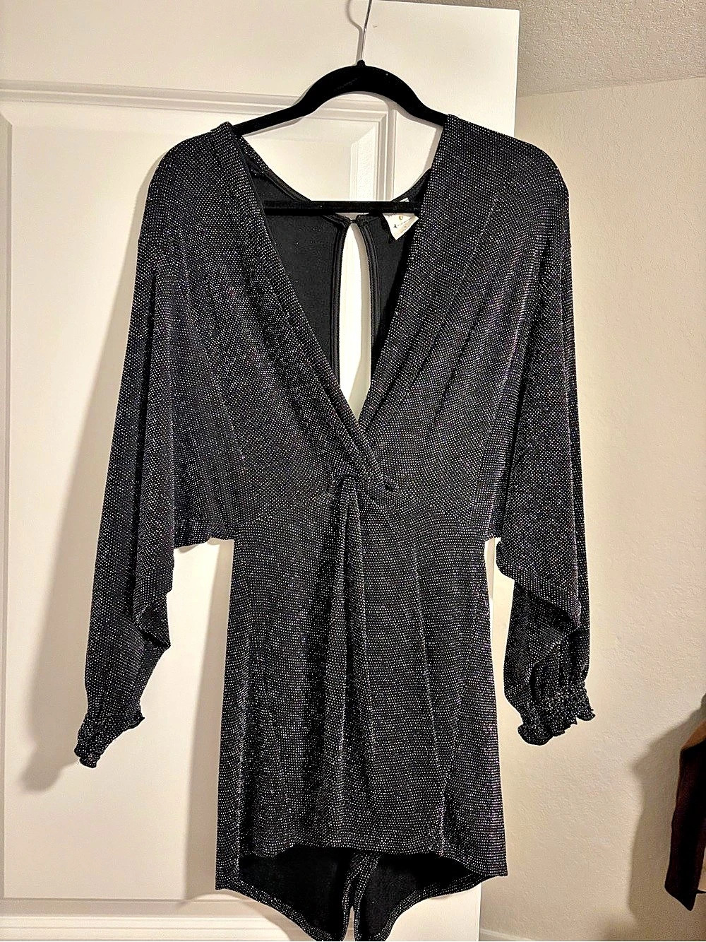 by Together Black Sequin Long Sleeve Romper Small